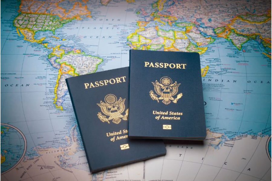 passports and map